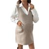 imageOYOANGLE Womens Maternity V Neck Sleeveless Sweater Dress Solid Knit Vest Dresses with PocketApricot