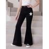 imageOYOANGLE Girls Graphic Print High Waist Flared Jeans Bell Bottom Denim Pants StreetwearBlack