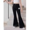 imageOYOANGLE Girls Graphic Print High Waist Flared Jeans Bell Bottom Denim Pants StreetwearBlack