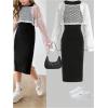 imageOYOANGLE Cute Girls 2 Piece Outfits Midi Tank Dress Side Split and Hollow Out Long Sleeve Crop Tops SetsBlack
