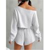 imageOYOANGLE Girls 2 Piece Outfits Long Sleeve V Neck Crop Top and Elastic Waist Track Shorts Workout SetsGrey