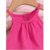 imageOYOANGLE Girls 2 Piece Outfits Ruffle Sleeveless halter Top and Wide Leg Pants SetHot Pink