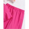 imageOYOANGLE Girls 2 Piece Outfits Ruffle Sleeveless halter Top and Wide Leg Pants SetHot Pink