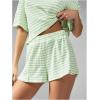 imageOYOANGLE Womens 2 Piece Lounge Set Striped Short Sleeve Sleepwear T Shirt and Shorts Pjs LoungewearMint Green
