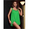 imageOYOANGLE Womens 2 Piece Mesh Sheer Floral Lace Babydoll Slip Dress Nightgowns and Thong Lingerie SetBright Green