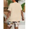 imageOYOANGLE Womens 2 Piece Summer Outfits Short Sleeve Crew Neck Casual T Shirts and Graphic Biker ShortsMulticolor