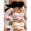 imageOYOANGLE Womens 3 Pack Front Closure Strapless Bandeau Bras Wireless Push Up Comfy Padded BralettesBlack Beige Pink
