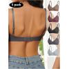 imageOYOANGLE Womens 5 Pieces Rib Knit Spaghetti Strap V Neck Wireless Bra Set Seamless Solid Plain No Padded BraletteBlack and Grey