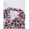 imageOYOANGLE Womens Bow Leopard Print Pajama Set Cheetah Button Down Shirt and Shorts Pjs Summer SleepwearBrown Pink