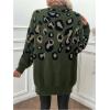 imageOYOANGLE Womens Cheetah Print Fuzzy Cardigan Sweater Leopard Button Down Draped Sweaters with PocketArmy Green