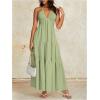 imageOYOANGLE Womens Fall Formal Wedding Guest Halter Dress Backless Flowy Vacation Boho Maxi DressesGreen