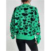imageOYOANGLE Womens Heart Cheetah Print Button Up Cardigan Long Sleeve Leopard Fall Sweater Coat Outerwear Green Medium
