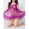 imageOYOANGLE Womens Lingerie Set 2 Piece Mesh Lace Sheer Chemise and G String Babydoll NightwearDeep Purple