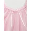 imageOYOANGLE Womens Lingerie Set 2 Piece Mesh Lace Sheer Chemise and G String Babydoll NightwearPink