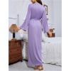 imageOYOANGLE Womens Long Robes Kimono Elegant Lightweight Knit V Neck Bathrobe Soft Sleepwear Casual Bath RobePurple
