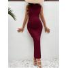 imageOYOANGLE Womens Maternity Mock Neck Sleeveless Ruched Dress Pregnancy Bodycon Maxi Tank Dresses Baby Shower PhotoshootBurgundy