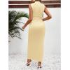 imageOYOANGLE Womens Maternity Mock Neck Sleeveless Ruched Dress Pregnancy Bodycon Maxi Tank Dresses Baby Shower PhotoshootYellow