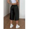 imageOYOANGLE Womens Pleated Bermuda Shorts Low Waisted Loose Wide Leg Dressy Shorts with PocketBlack