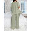 imageOYOANGLE Womens Plus Size Pajama Set Floral Short Sleeve Sleepwear Ruffle Pants 2 Piece Pjs Lounge SetGreen