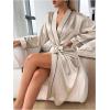 imageOYOANGLE Womens Silk Satin Robe Elegant Kimono Long Sleeve Soft Lightweight Vacation Sleepwear BathrobeChampagne