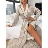 imageOYOANGLE Womens Silk Satin Robe Elegant Kimono Long Sleeve Soft Lightweight Vacation Sleepwear BathrobeChampagne