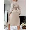 imageOYOANGLE Womens Silk Satin Robe Elegant Kimono Long Sleeve Soft Lightweight Vacation Sleepwear BathrobeChampagne