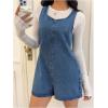 imageOYOANGLE Womens Sleeveless Denim Romper Backless Wide Leg Shorts Jean Jumpsuits OverallsBlue