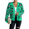 imageOYOANGLE Womens Heart Cheetah Print Button Up Cardigan Long Sleeve Leopard Fall Sweater Coat Outerwear Green Medium