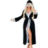 imageOYOANGLE Womens Hooded Long Robe Elegant Sexy Lace Patchwork Sleepwear Vacation Bride Wedding RobesBlack