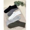imageOYOANGLE Mens 5 Pairs Casual Solid Mid Calf Socks Knitted Soft Breathable Crew Socks Athletic SocksMulticolor