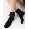 imageOYOANGLE Womens 1 Pair Lace Ruffle Frilly Crew Socks Comfortable Cute Princess Ankle SocksBlack
