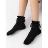 imageOYOANGLE Womens 1 Pair Lace Ruffle Frilly Crew Socks Comfortable Cute Princess Ankle SocksBlack