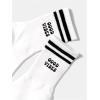 imageOYOANGLE Womens 1 Pair Letter Graphic Ribbed Knit Crew Socks Striped Trim Mid Calf SocksWhite