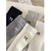 imageOYOANGLE Womens 5 Pairs Cute Bow Crew Socks Soft Comfy Lightweight Thin SocksBlack White Grey