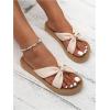 imageOYOANGLE Womens Criss Cross Straps Straw Sandals Open Toe Flat Casual Beach SandalsBeige