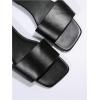 imageOYOANGLE Womens Leather Dressy Slide Sandals Square Open Toe Comfortable Flat SandalsBlack