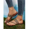 imageOYOANGLE Womens Leopard Print Toe Ring Sandals Strappy Open Toe Slip On Flat Casual Outdoor SandalsBrown