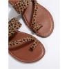 imageOYOANGLE Womens Leopard Print Toe Ring Sandals Strappy Open Toe Slip On Flat Casual Outdoor SandalsMulticolor
