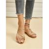 imageOYOANGLE Womens Metallic Cross Strap Toe Ring Sandals Open Toe Slip on Flat SandalGold
