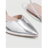imageOYOANGLE Womens Metallic Leather Pointed Toe Slingback Flat Sandals Y2K Comfortable Dressy Casual ShoesSilver