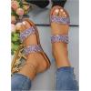 imageOYOANGLE Womens Metallic Sequin Sandals Double Straps Open Toe Slide On Flats Sparkly Outdoor SandalsPurple