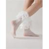 imageOYOANGLE Womens One Pair Floral Lace Crew Socks Layered Ruffle Elastic Above Ankle SocksWhite