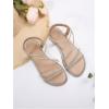 imageOYOANGLE Womens Strappy Sandals Rhinestone Sparkly Criss Cross Comfortable Elastic Ankle Strap SandalBeige