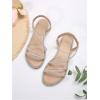 imageOYOANGLE Womens Strappy Sandals Rhinestone Sparkly Criss Cross Comfortable Elastic Ankle Strap SandalBeige