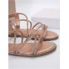 imageOYOANGLE Womens Strappy Sandals Rhinestone Sparkly Criss Cross Comfortable Elastic Ankle Strap SandalChampagne