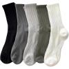 imageOYOANGLE Mens 5 Pairs Casual Solid Mid Calf Socks Knitted Soft Breathable Crew Socks Athletic SocksMulticolor