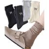 imageOYOANGLE Womens 4 Pairs Bow Print Crew Socks Comfy Ruffle Frilly Cute Everyday SockBlack Khaki Grey