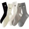 imageOYOANGLE Womens 5 Pairs Cute Bow Crew Socks Soft Comfy Lightweight Thin SocksBlack White Grey