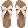 imageOYOANGLE Womens Criss Cross Straps Straw Sandals Open Toe Flat Casual Beach SandalsBeige