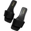 imageOYOANGLE Womens Leather Dressy Slide Sandals Square Open Toe Comfortable Flat SandalsBlack